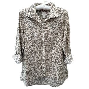 CHICO’S | Effortless Leopard Animal Print Shirt Blouse | Size 0 Small